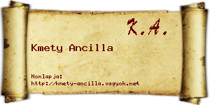 Kmety Ancilla névjegykártya